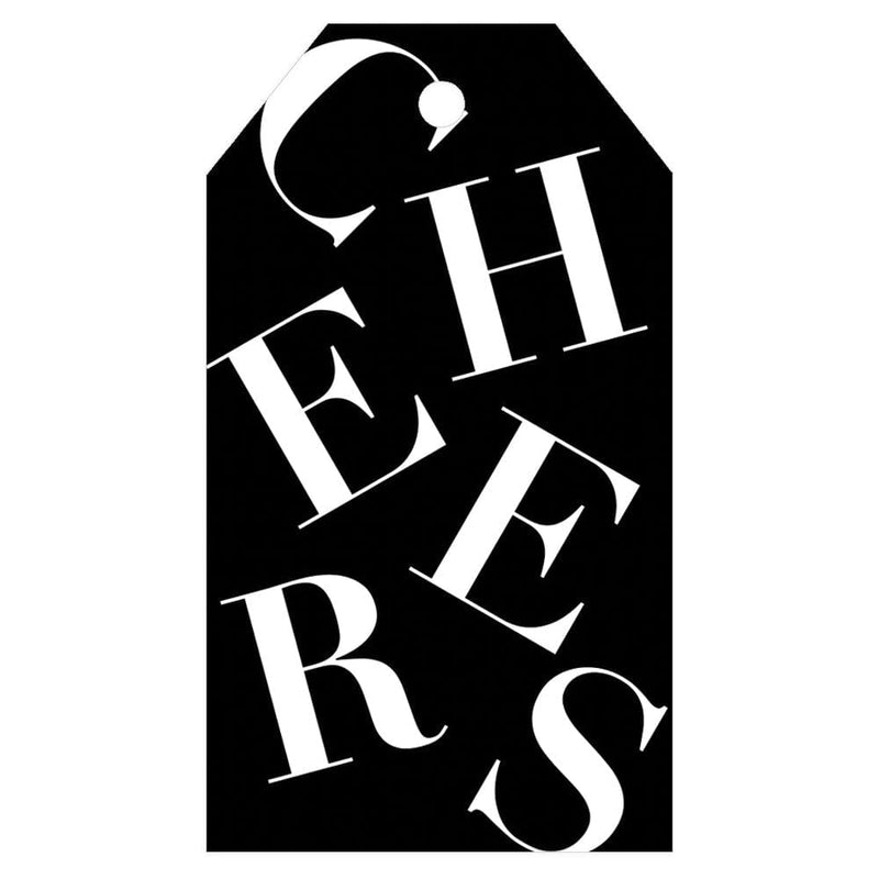 caspari Tossed Cheers Classic Gift Tags in Black & White - 2 Per Package