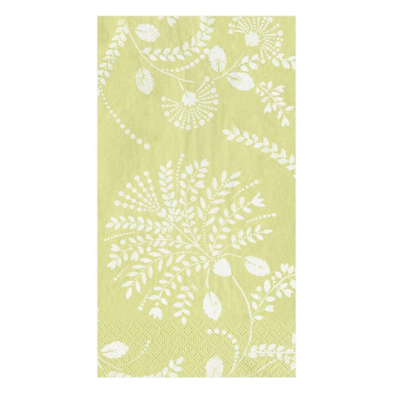 caspari Trailing Floral Paper Guest Towel Napkins in Pale Green - 15 Per Package