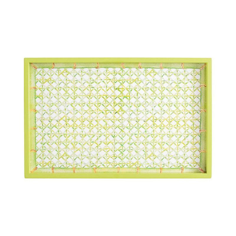 Caspari Trellis Lacquer Vanity Tray In Green - 1 Each