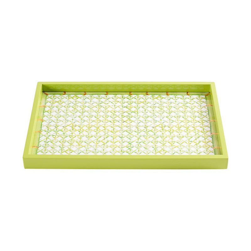 Caspari Trellis Lacquer Vanity Tray In Green - 1 Each