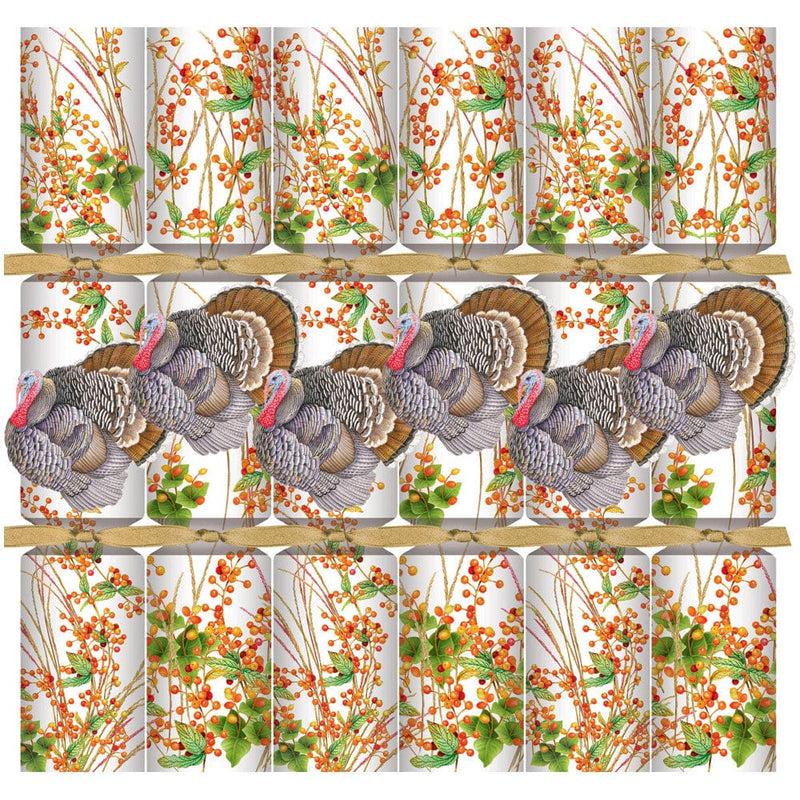 caspari Turkey And Berries Celebration Crackers - 6 Per Box
