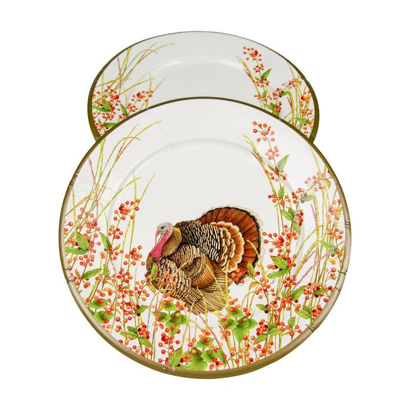 Caspari Turkey And Berries Dinner Plates - 8 Per Package