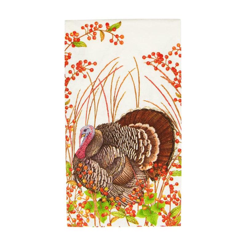 caspari Turkey And Berries Guest Towel Napkins - 15 Per Package