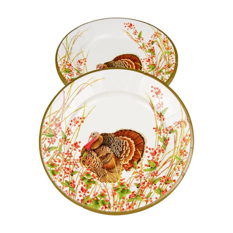 Caspari Turkey And Berries Paper Salad & Dessert Plates - 8 Per Package