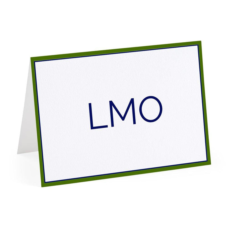 caspari Two-Tone Border Personalized Monogram Folded Note Cards