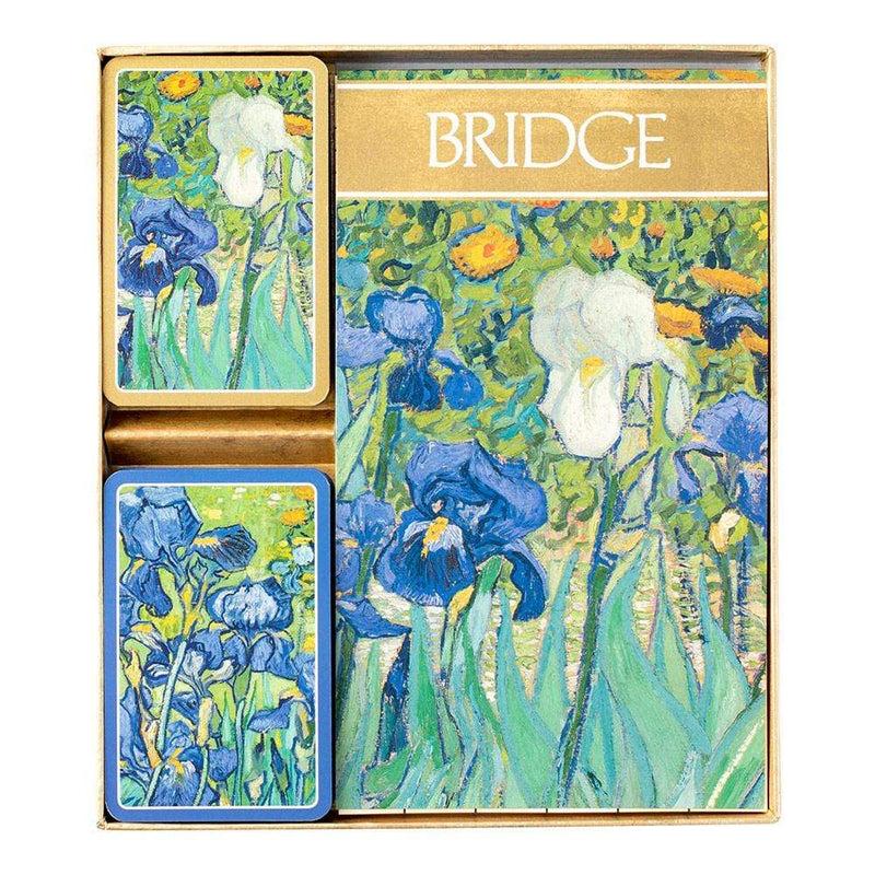 caspari Van Gogh Irises Large Type Bridge Gift Set - 2 Playing Card Decks & 2 Score Pads