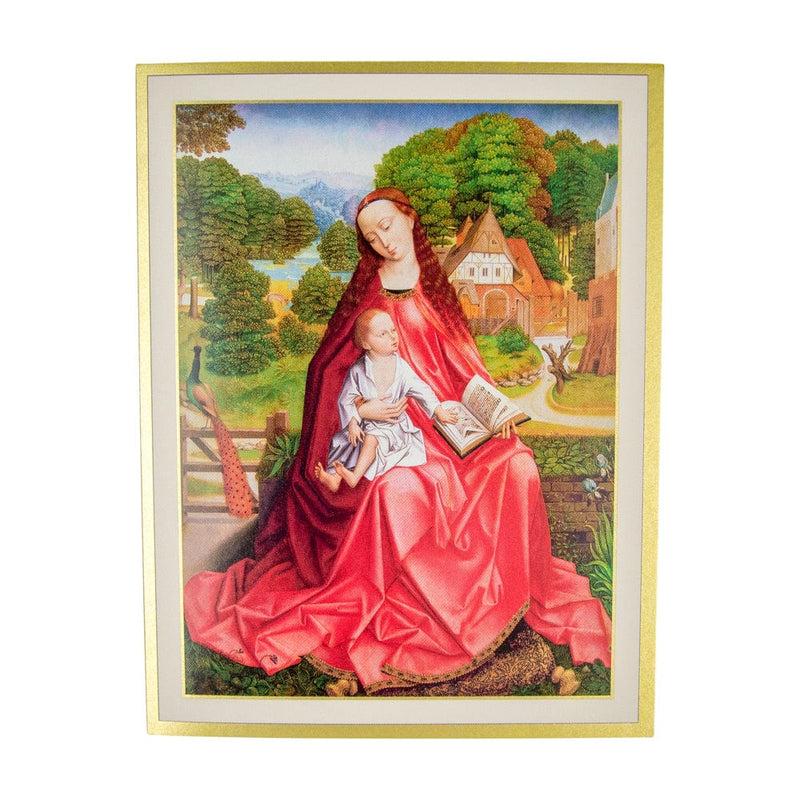 caspari Virgin And Child In A Garden C-Size Boxed Christmas Cards - 15 Cards And Envelopes