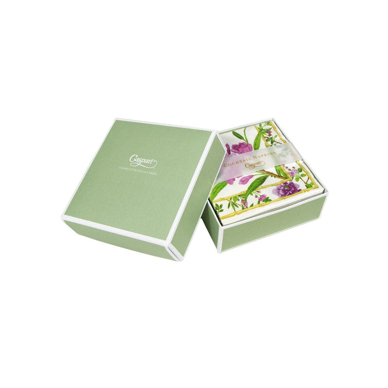 Caspari Wellington Ivory Boxed Cocktail Napkins - 40 Per Box