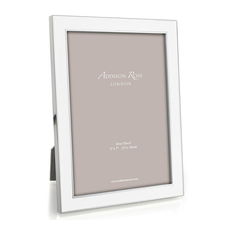 caspari White Enamel 5" x 7" Picture Frame with Silver Trim - 1 Each