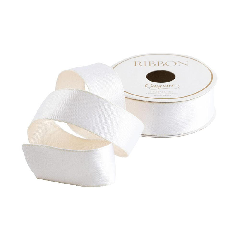 caspari White & Ivory Reversible Satin Wired Ribbon - 10 Yard Spool