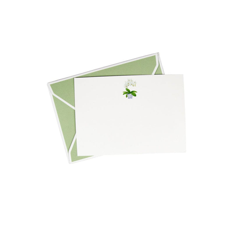 Caspari White Orchid Correspondence Cards - 12 Card & Envelopes