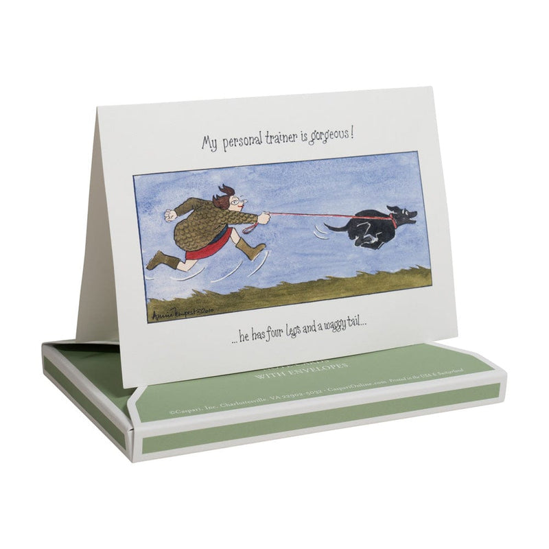 Caspari Who's Walking Who? Boxed Note Cards - 8 Note Cards & 8 Envelopes