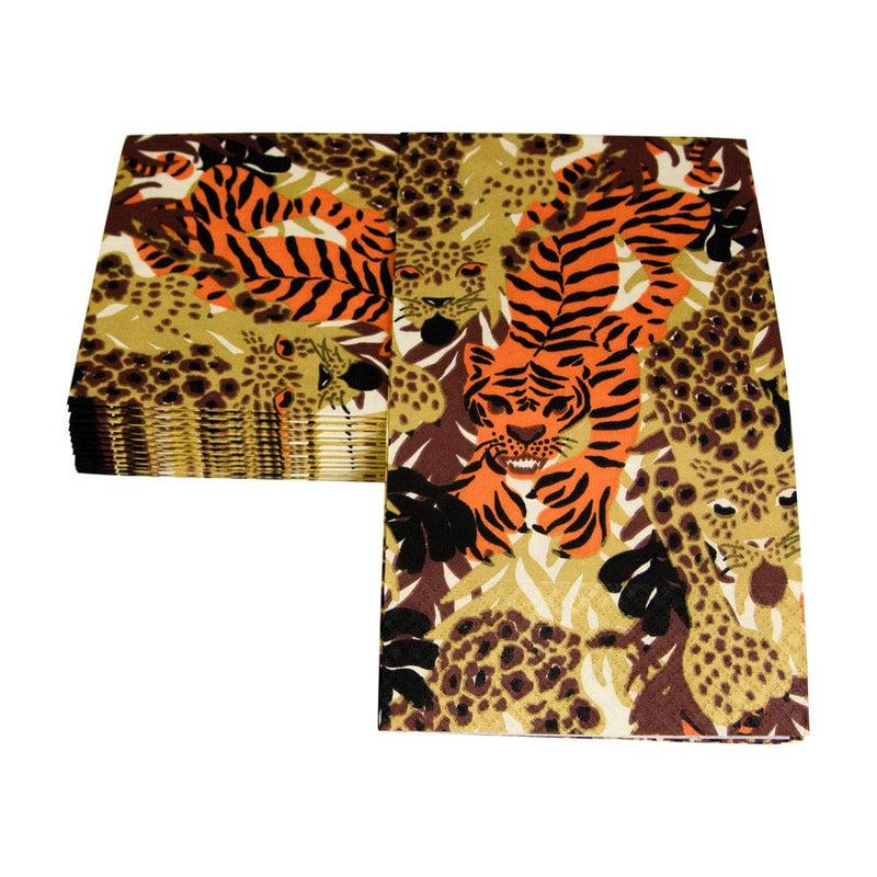 Caspari Wild Cats Guest Towel Napkins - 15 Per Package