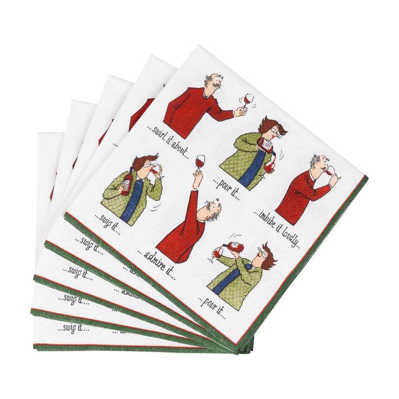 Caspari Wine Tasting Cocktail Napkin - Includes 20 Napkins