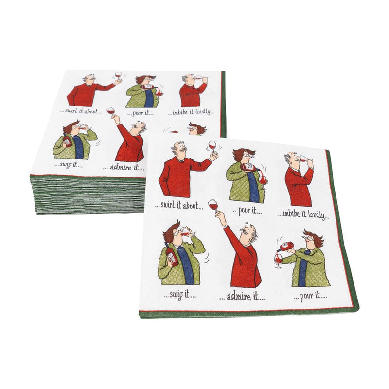 Caspari Wine Tasting Cocktail Napkin - Includes 20 Napkins