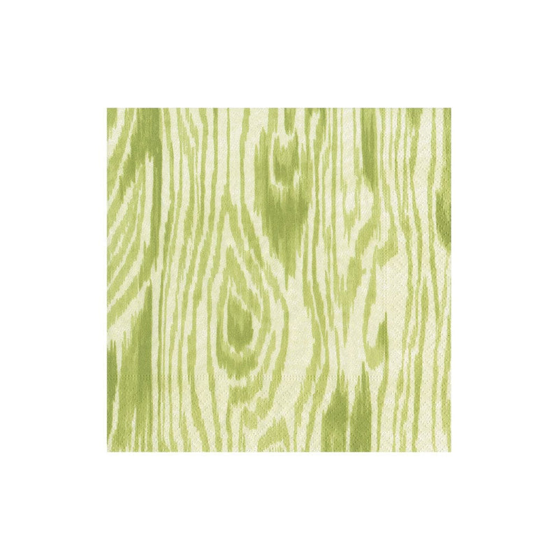 caspari Woodgrain Moss Green Boxed Cocktail Napkins - 40 Per Box