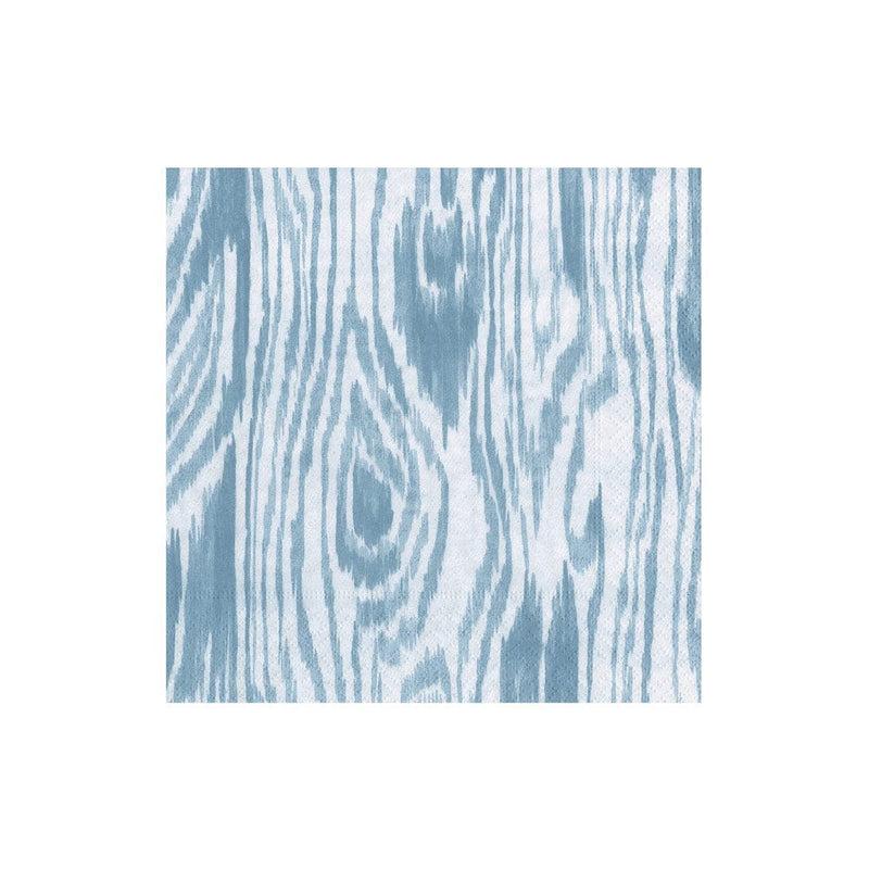 caspari Woodgrain Stone Blue Boxed Cocktail Napkins - 40 Per Box