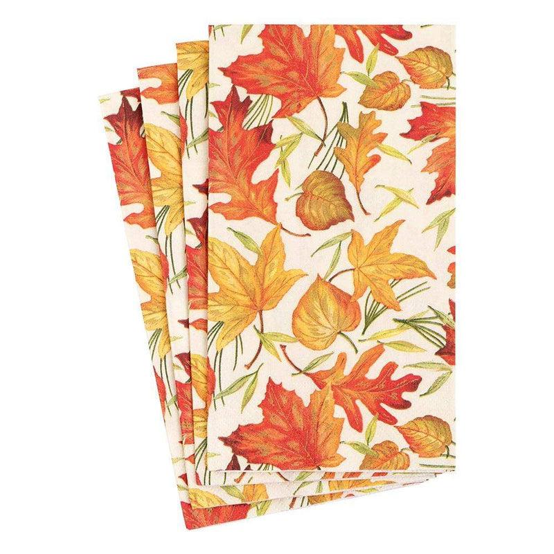 Caspari Woodland Leaves Paper Guest Towel Napkins In Ivory - 15 Per Package