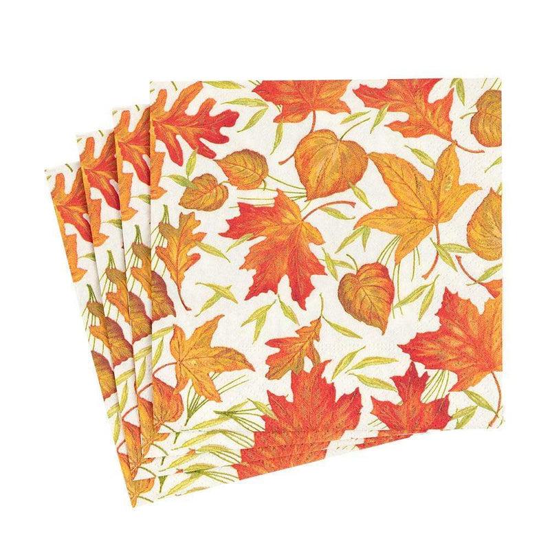 Caspari Woodland Leaves Paper Luncheon Napkins In Ivory - 20 Per Package