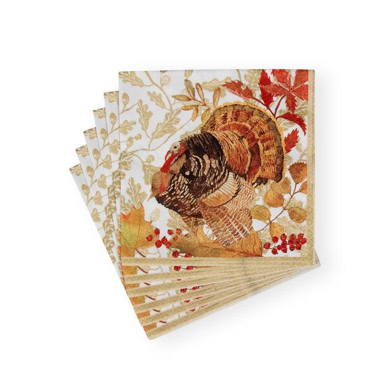 Caspari Woodland Turkey Paper Luncheon Napkins - 20 Per Package