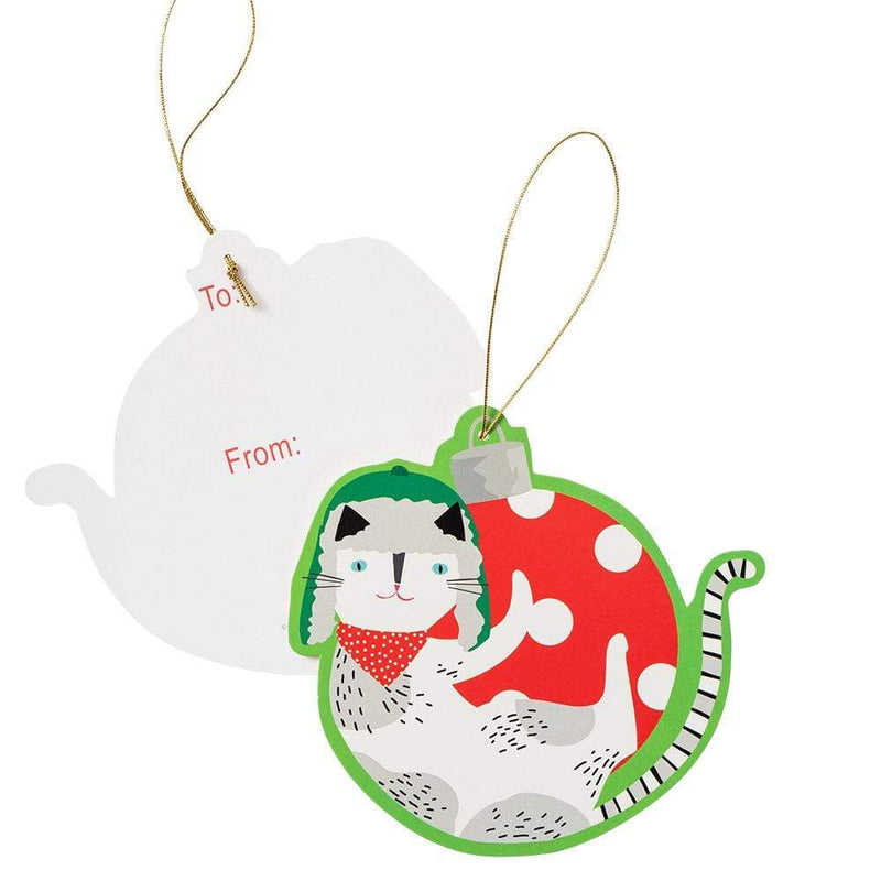 Caspari Yule Cats Decorative Die-Cut Gift Tag - 4 Per Package