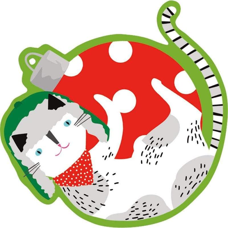 Caspari Yule Cats Decorative Die-Cut Gift Tag - 4 Per Package