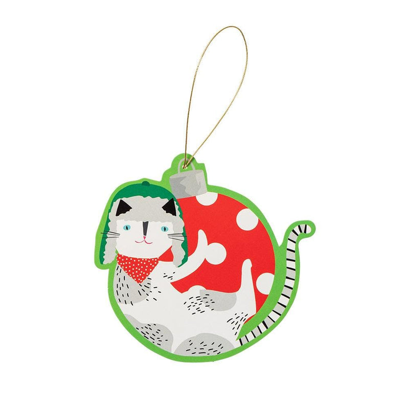 caspari Yule Cats Decorative Die-Cut Gift Tag - 4 Per Package