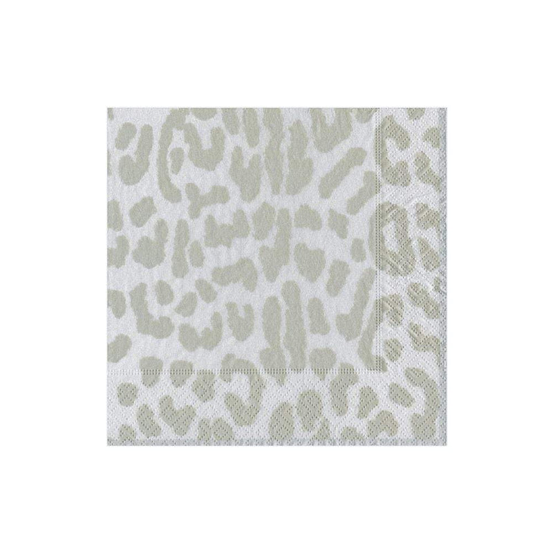 Caspari Zanzibar Paper Cocktail Napkins In Silver - 20 Per Package