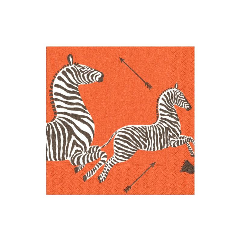 caspari Zebras Orange Boxed Cocktail Napkins - 40 Per Box