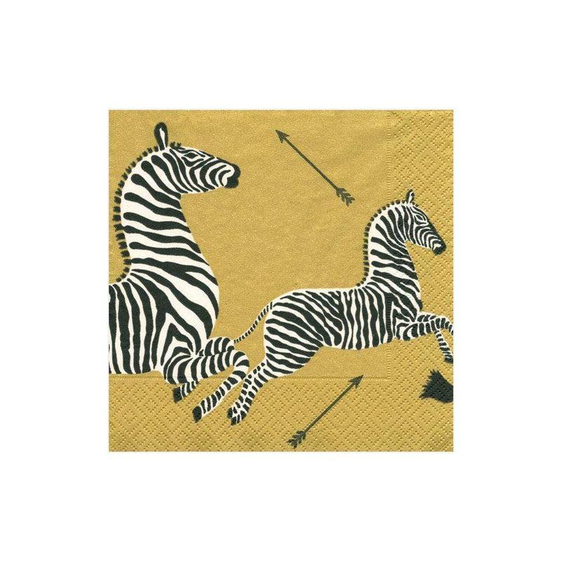 caspari Zebras Paper Cocktail Napkins in Gold - 20 Per Package - 2 Packages
