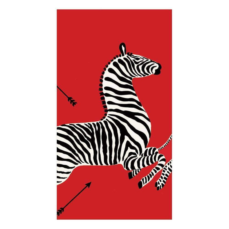 caspari Zebras Paper Guest Towel Napkins in Red - 15 Per Package