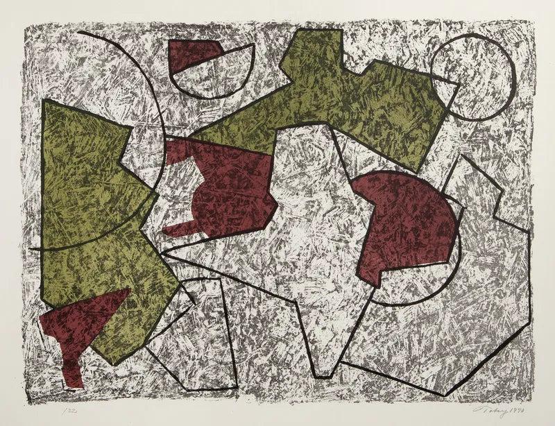 cassera Mark Tobey Geometric Composition Color Lithograph on BFK Rives