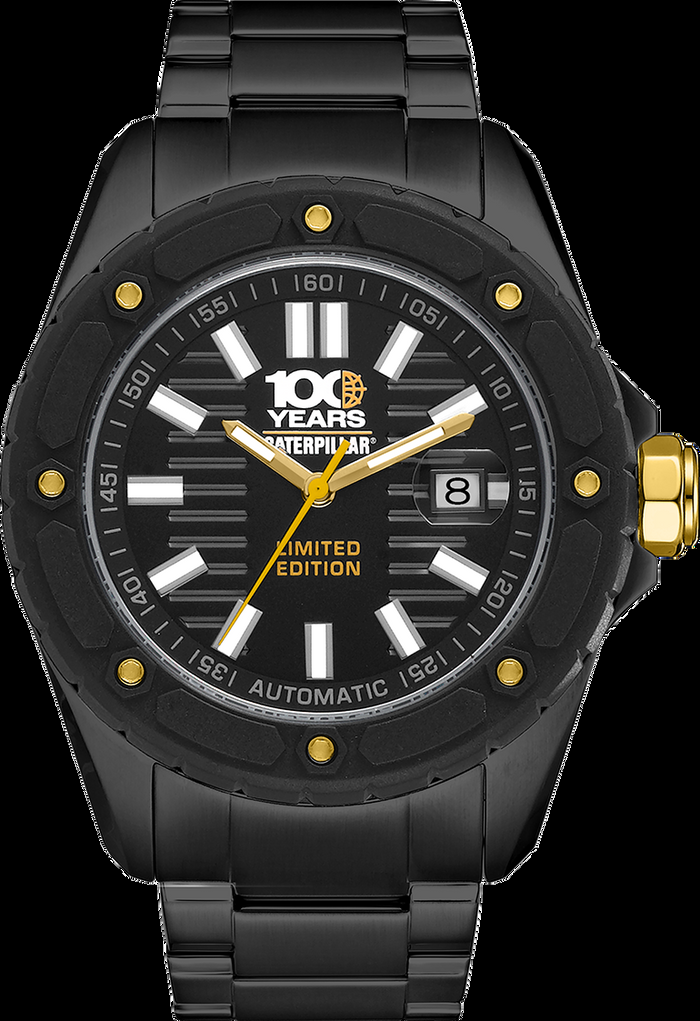 caterpillar 100 Year Automatic Shockmaster Black Strap