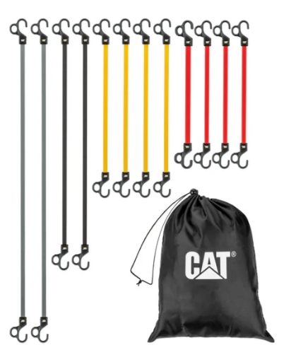 caterpillar 12 Piece Flat Bungee Strap with Safety Finger Hook