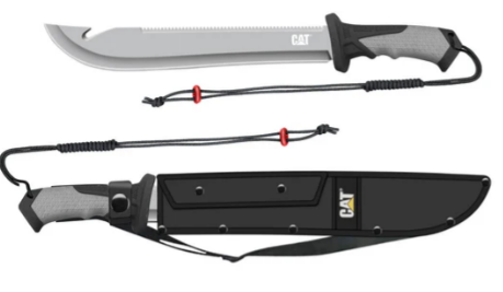 Caterpillar 19" Straight Machete / Saw With Sheath & Shoulder Strap