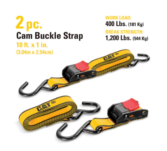 Caterpillar 2 Piece Cam Buckle Strap Set With Soft Loops