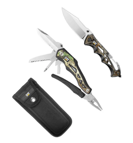 Caterpillar 2 Piece Multi-Tool And Knife Gift Box Set With Real Tree Camo