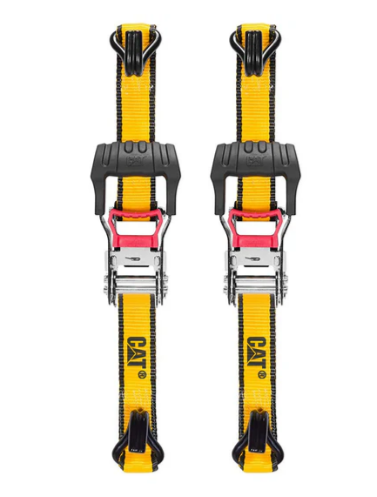 caterpillar 2 Piece Ratchet Tie Down Set with Soft Loops - 16 Feet x 1-1/2 Inches