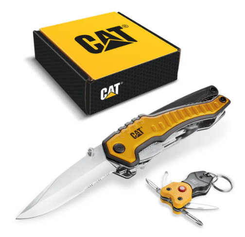 caterpillar 2 Piece XL Multi-Tool and Multi-Tool Key Chain with Light Gift Box