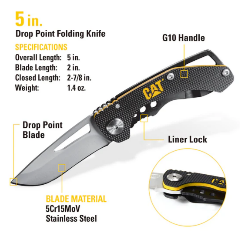 Caterpillar 3 PC 12-in-1 Multi Tool Folding Knife And Key Chain Multi Tool Gift Box Set