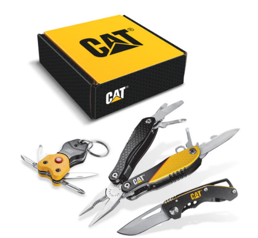 caterpillar 3 PC 12-in-1 Multi Tool Folding Knife and Key Chain Multi Tool Gift Box Set