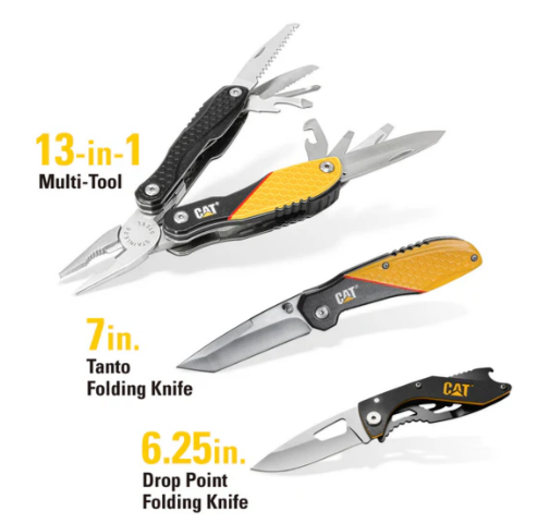 Caterpillar 3 Piece 13-in-1 Multi-Tool And Pocket Knives Gift Box Set