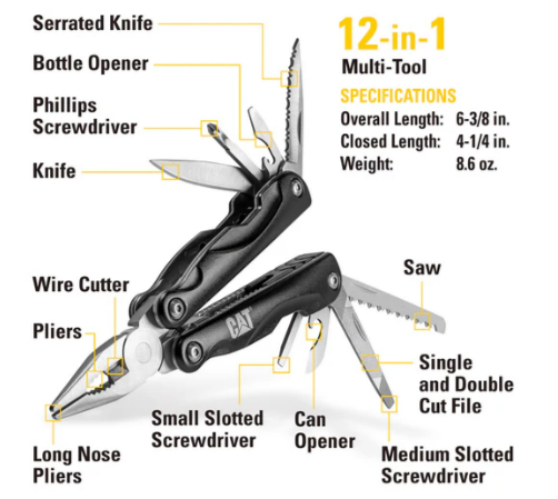 Caterpillar 4 Piece Multi-Tool And Folding Pocket Knife Set