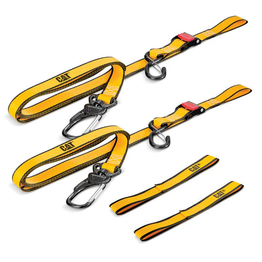 caterpillar 4 Piece Strap Set with Swivel Hook Cam Buckles and Soft Straps