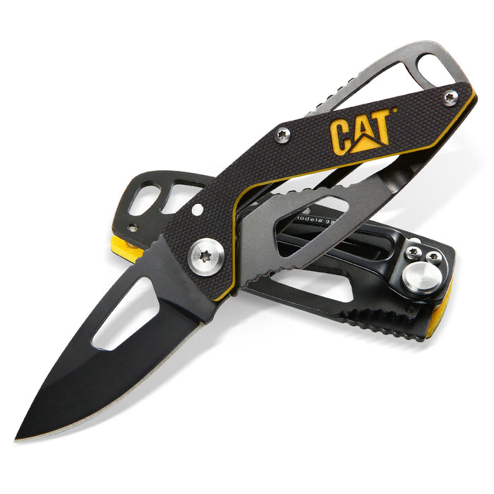 caterpillar 5 1/4" Drop Point Folding Knife Black Blade