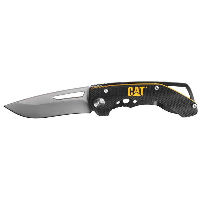 caterpillar 5.5" Drop Point Folding Knife G10 Black w/Yellow Handle
