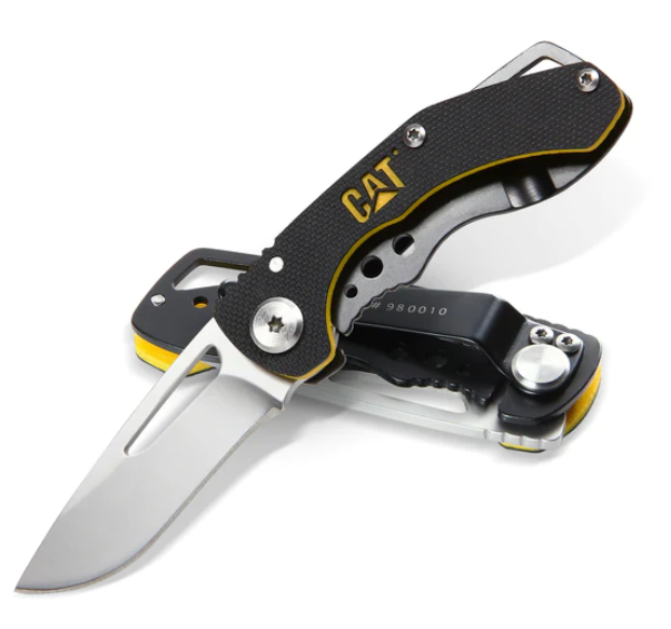 caterpillar 5" Drop Point Folding Knife w/Blk Handle