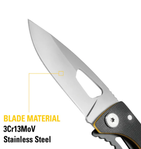 Caterpillar 6-1/4" Folding Skeleton Knife With Bottle Opener And Polished Blade