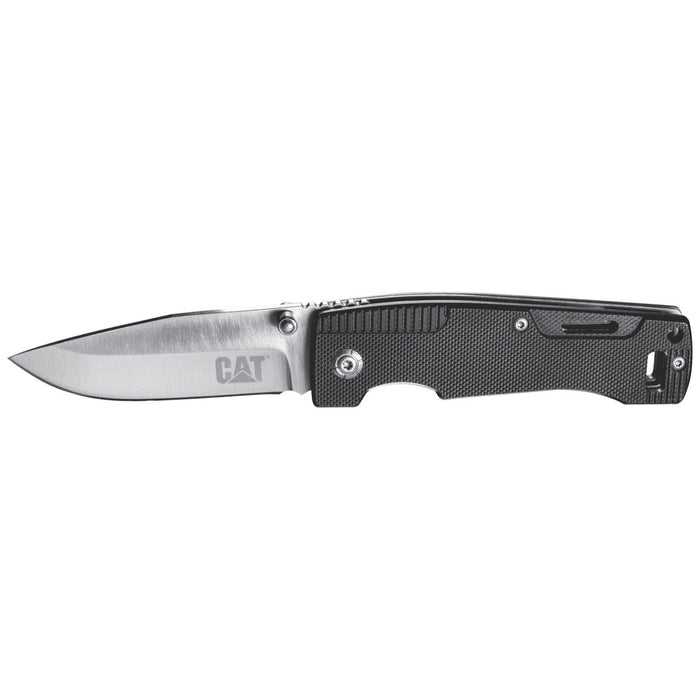 caterpillar 6" Drop Point Folding Knife G10 Black Handle