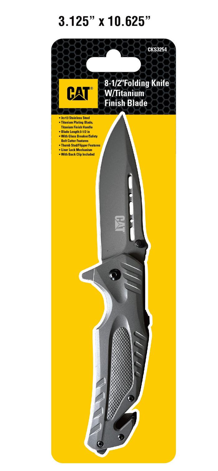 caterpillar 8.5 Inch Folding Knife with Seat Belt Cutter